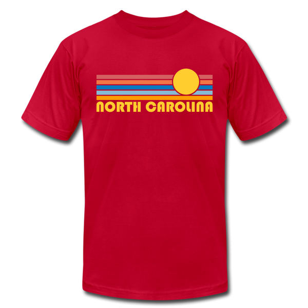 North Carolina T-Shirt - Retro Sunrise Unisex North Carolina T Shirt - red