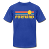 Portland, Oregon T-Shirt - Retro Sunrise Unisex Portland T Shirt - royal blue