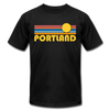 Portland, Oregon T-Shirt - Retro Sunrise Unisex Portland T Shirt - black