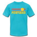 Portland, Oregon T-Shirt - Retro Sunrise Unisex Portland T Shirt - turquoise