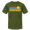 Portland, Oregon T-Shirt - Retro Sunrise Unisex Portland T Shirt - olive