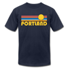 Portland, Oregon T-Shirt - Retro Sunrise Unisex Portland T Shirt - navy