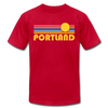 Portland, Oregon T-Shirt - Retro Sunrise Unisex Portland T Shirt - red