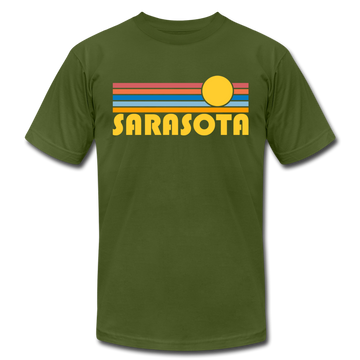 Sarasota, Florida T-Shirt - Retro Sunrise Unisex Sarasota T Shirt - olive