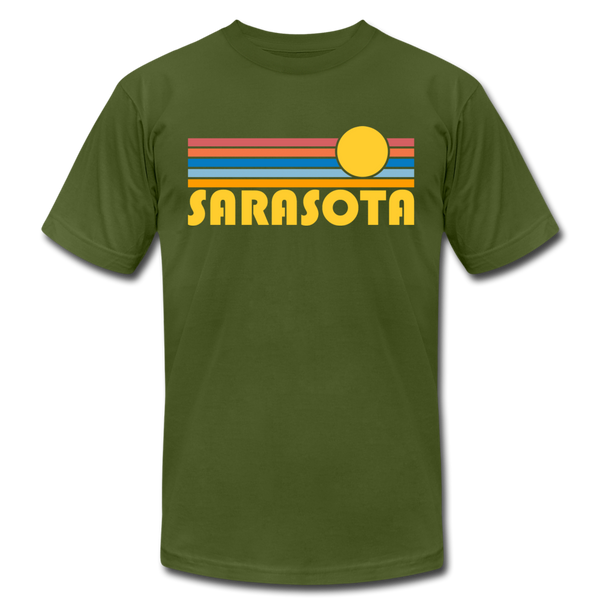 Sarasota, Florida T-Shirt - Retro Sunrise Unisex Sarasota T Shirt - olive