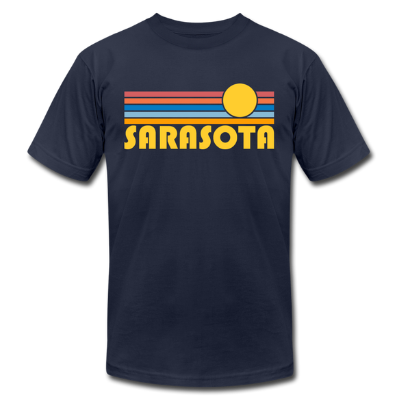 Sarasota, Florida T-Shirt - Retro Sunrise Unisex Sarasota T Shirt - navy