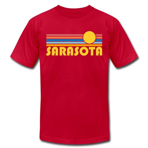Sarasota, Florida T-Shirt - Retro Sunrise Unisex Sarasota T Shirt - red
