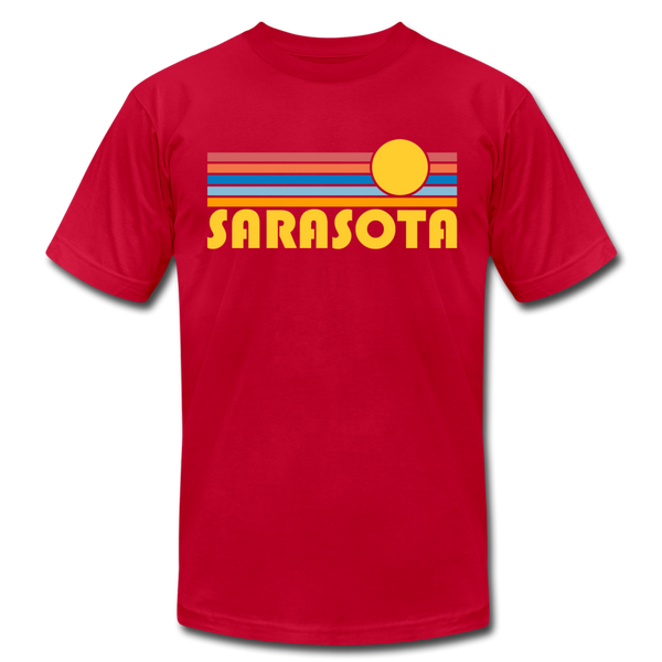 Sarasota, Florida T-Shirt - Retro Sunrise Unisex Sarasota T Shirt - red