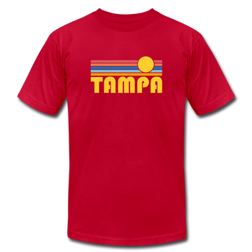 Tampa, Florida T-Shirt - Retro Sunrise Unisex Tampa T Shirt - red