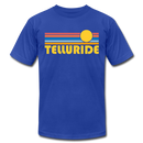 Telluride, Colorado T-Shirt - Retro Sunrise Unisex Telluride T Shirt - royal blue