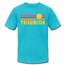 Telluride, Colorado T-Shirt - Retro Sunrise Unisex Telluride T Shirt - turquoise