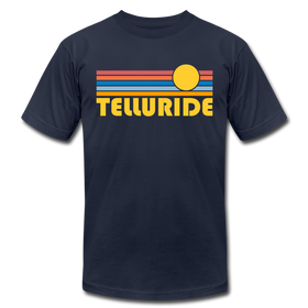 Telluride, Colorado T-Shirt - Retro Sunrise Unisex Telluride T Shirt - navy