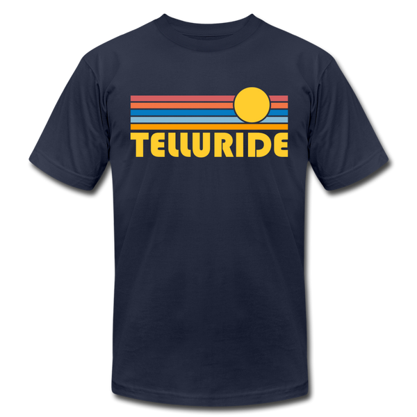 Telluride, Colorado T-Shirt - Retro Sunrise Unisex Telluride T Shirt - navy