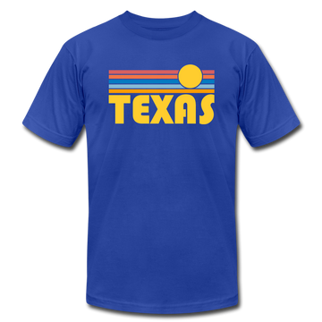 Texas T-Shirt - Retro Sunrise Unisex Texas T Shirt - royal blue