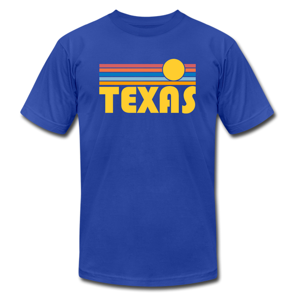 Texas T-Shirt - Retro Sunrise Unisex Texas T Shirt - royal blue