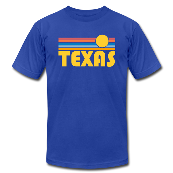 Texas T-Shirt - Retro Sunrise Unisex Texas T Shirt - royal blue