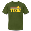 Texas T-Shirt - Retro Sunrise Unisex Texas T Shirt - olive