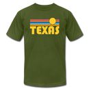 Texas T-Shirt - Retro Sunrise Unisex Texas T Shirt - olive
