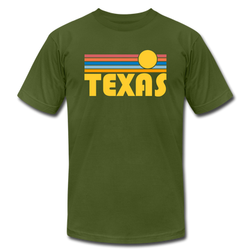 Texas T-Shirt - Retro Sunrise Unisex Texas T Shirt - olive