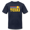 Texas T-Shirt - Retro Sunrise Unisex Texas T Shirt - navy