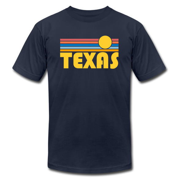 Texas T-Shirt - Retro Sunrise Unisex Texas T Shirt - navy