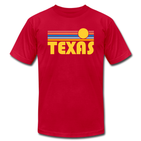 Texas T-Shirt - Retro Sunrise Unisex Texas T Shirt - red