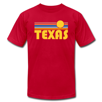 Texas T-Shirt - Retro Sunrise Unisex Texas T Shirt - red