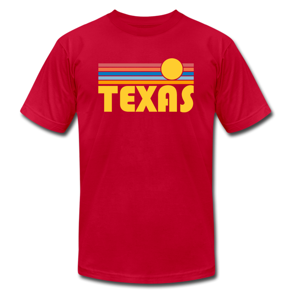 Texas T-Shirt - Retro Sunrise Unisex Texas T Shirt - red