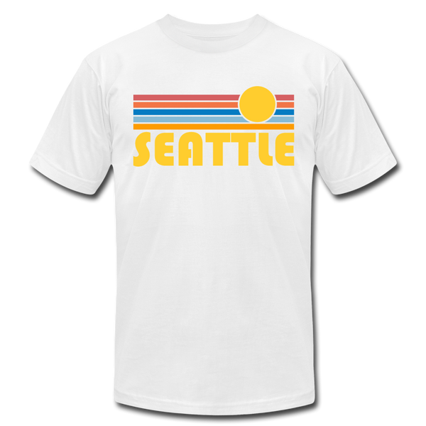 Seattle, Washington T-Shirt - Retro Sunrise Unisex Seattle T Shirt - white