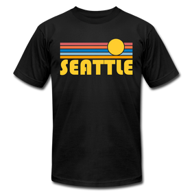 Seattle, Washington T-Shirt - Retro Sunrise Unisex Seattle T Shirt - black