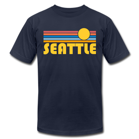 Seattle, Washington T-Shirt - Retro Sunrise Unisex Seattle T Shirt - navy