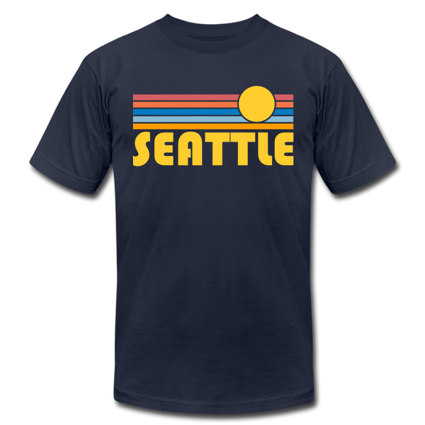 Seattle, Washington T-Shirt - Retro Sunrise Unisex Seattle T Shirt - navy