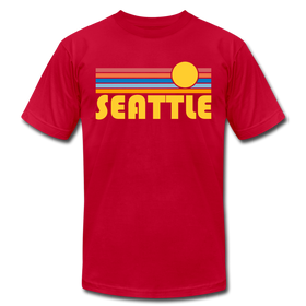 Seattle, Washington T-Shirt - Retro Sunrise Unisex Seattle T Shirt - red