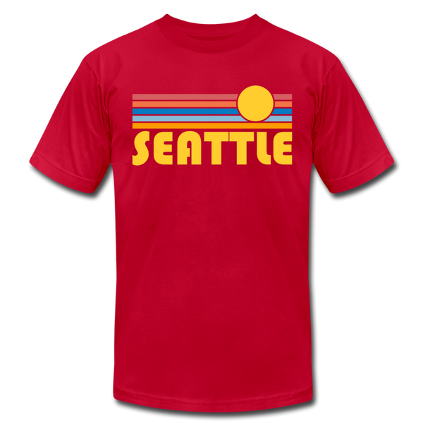 Seattle, Washington T-Shirt - Retro Sunrise Unisex Seattle T Shirt - red