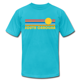 South Carolina T-Shirt - Retro Sunrise Unisex South Carolina T Shirt - turquoise