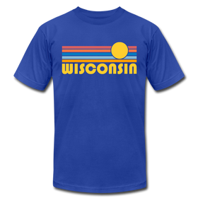 Wisconsin T-Shirt - Retro Sunrise Unisex Wisconsin T Shirt - royal blue