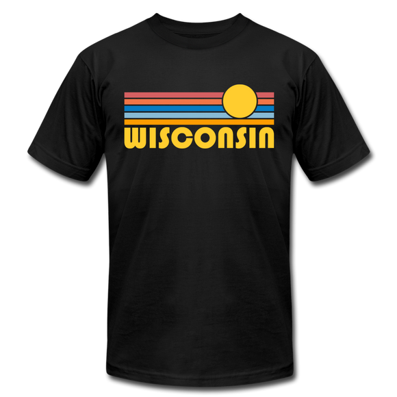 Wisconsin T-Shirt - Retro Sunrise Unisex Wisconsin T Shirt - black
