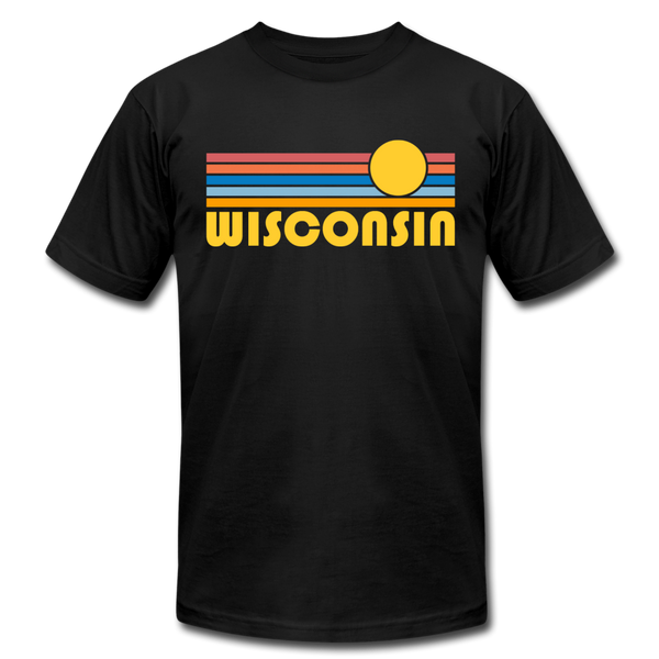 Wisconsin T-Shirt - Retro Sunrise Unisex Wisconsin T Shirt - black