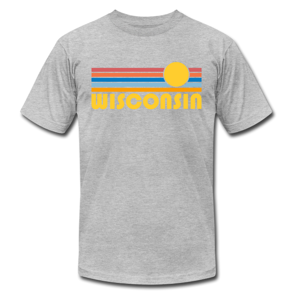 Wisconsin T-Shirt - Retro Sunrise Unisex Wisconsin T Shirt - heather gray