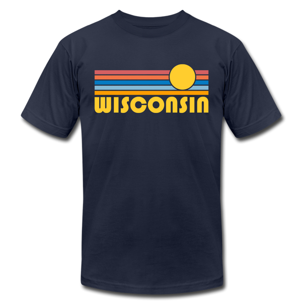 Wisconsin T-Shirt - Retro Sunrise Unisex Wisconsin T Shirt - navy