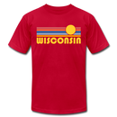 Wisconsin T-Shirt - Retro Sunrise Unisex Wisconsin T Shirt - red