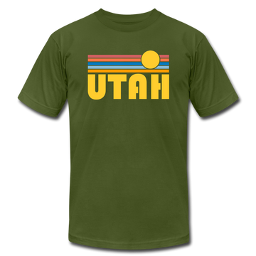 Utah T-Shirt - Retro Sunrise Unisex Utah T Shirt - olive