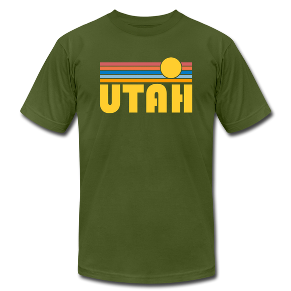 Utah T-Shirt - Retro Sunrise Unisex Utah T Shirt - olive