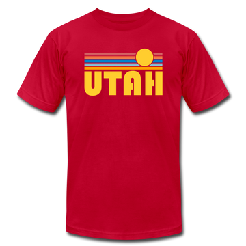 Utah T-Shirt - Retro Sunrise Unisex Utah T Shirt - red