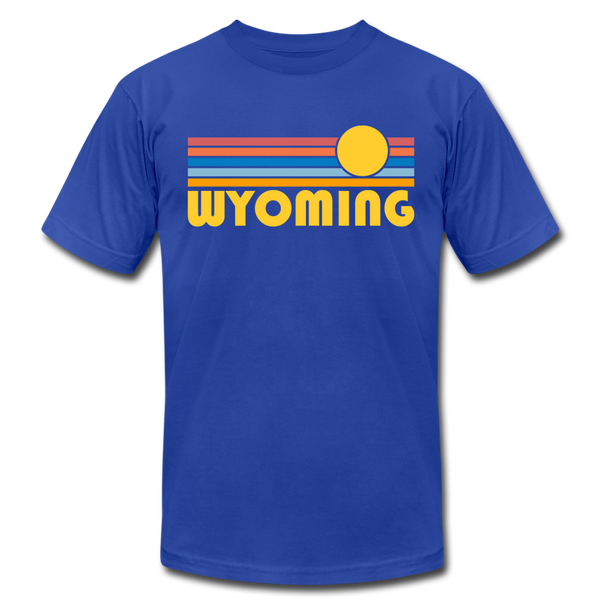 Wyoming T-Shirt - Retro Sunrise Unisex Wyoming T Shirt - royal blue