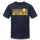 Wyoming T-Shirt - Retro Sunrise Unisex Wyoming T Shirt - navy