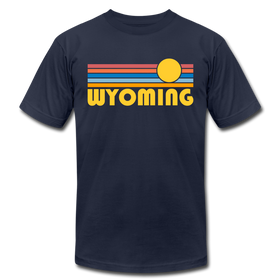 Wyoming T-Shirt - Retro Sunrise Unisex Wyoming T Shirt - navy