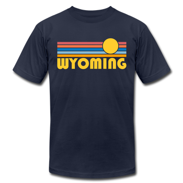 Wyoming T-Shirt - Retro Sunrise Unisex Wyoming T Shirt - navy