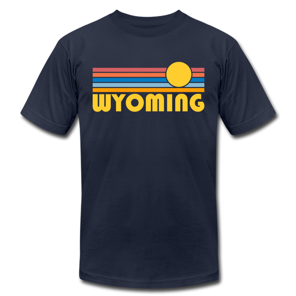 Wyoming T-Shirt - Retro Sunrise Unisex Wyoming T Shirt - navy