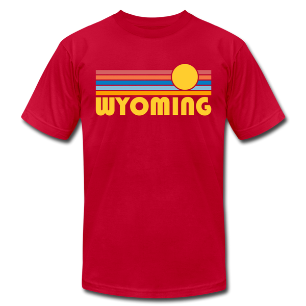 Wyoming T-Shirt - Retro Sunrise Unisex Wyoming T Shirt - red